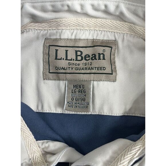 L.L. Bean Large shirt long sleeve‎ button blue white heavyweight collared Men's - Picture 1 of 4